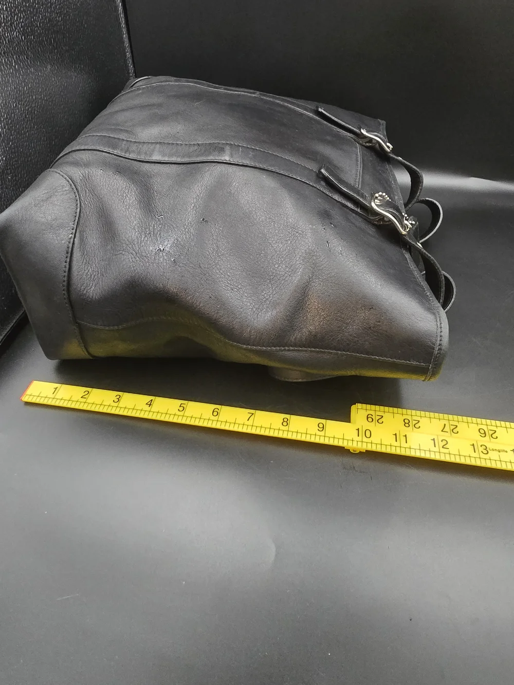 Coach Black Leather Tote with Buckle Straps